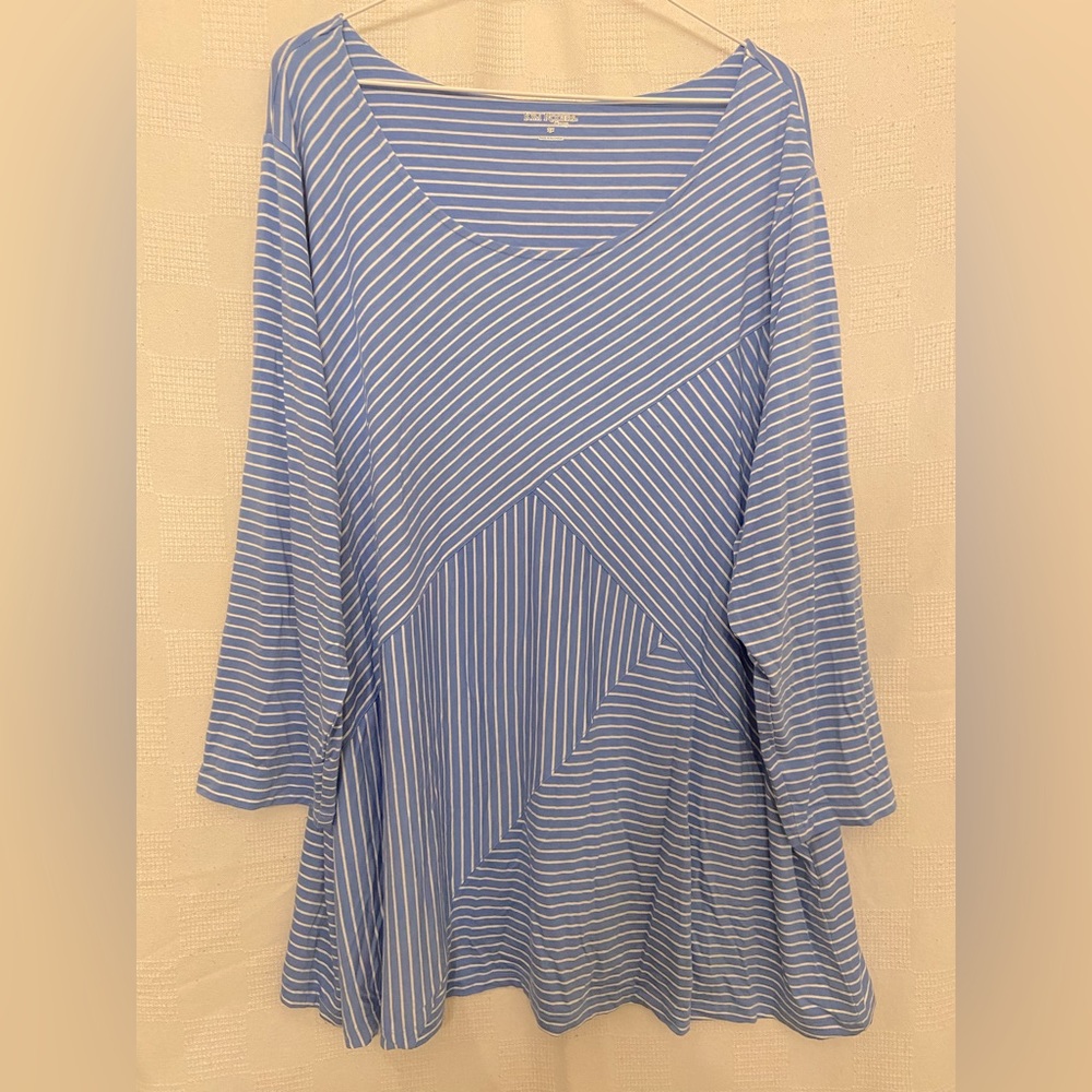EUC Kim Rogers 3/4 Sleeve Striped Knit Top, size US 2X